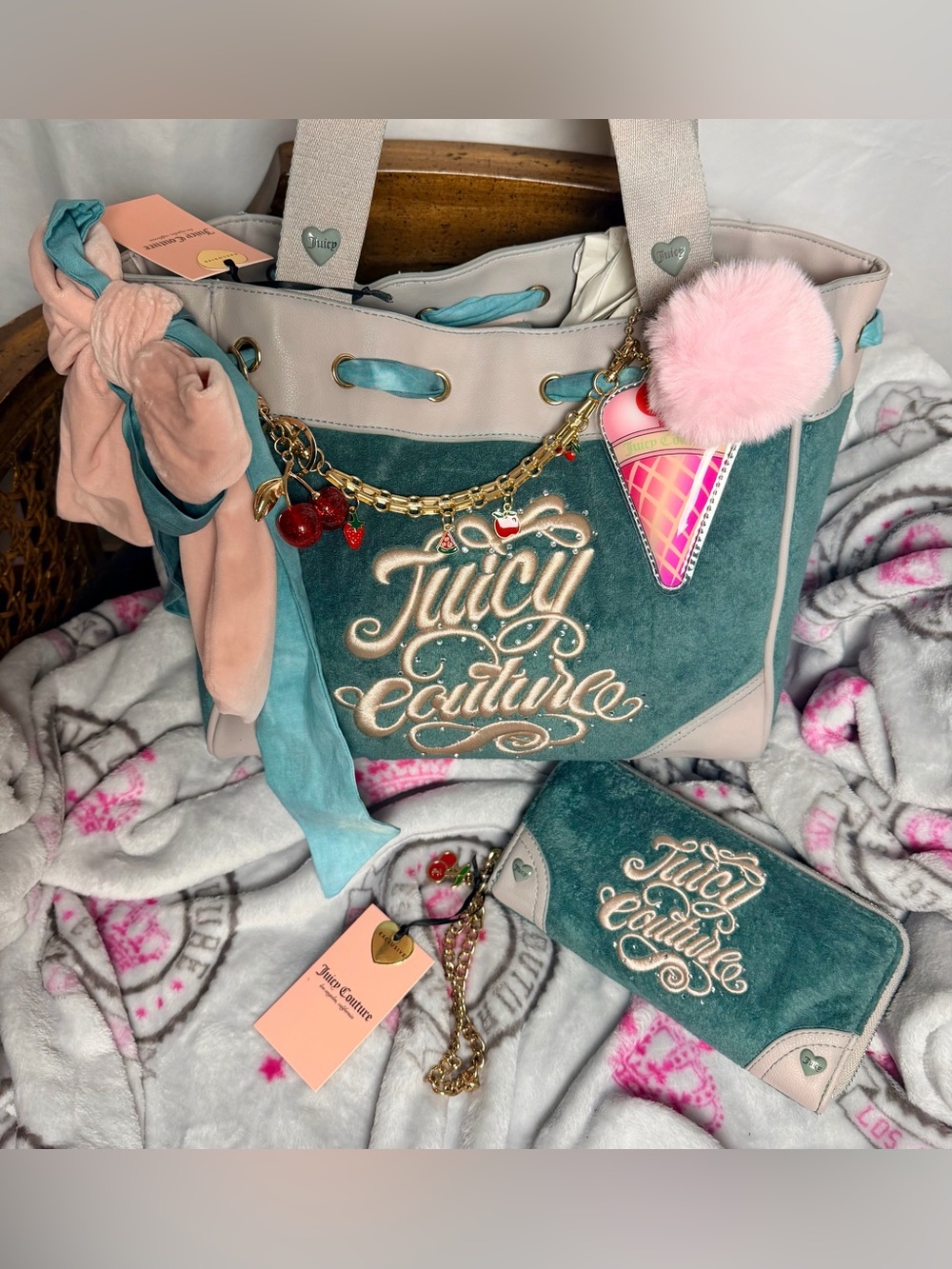 Juicy Couture Rare Custom Sugar Rush Bag & Large Wallet NWT